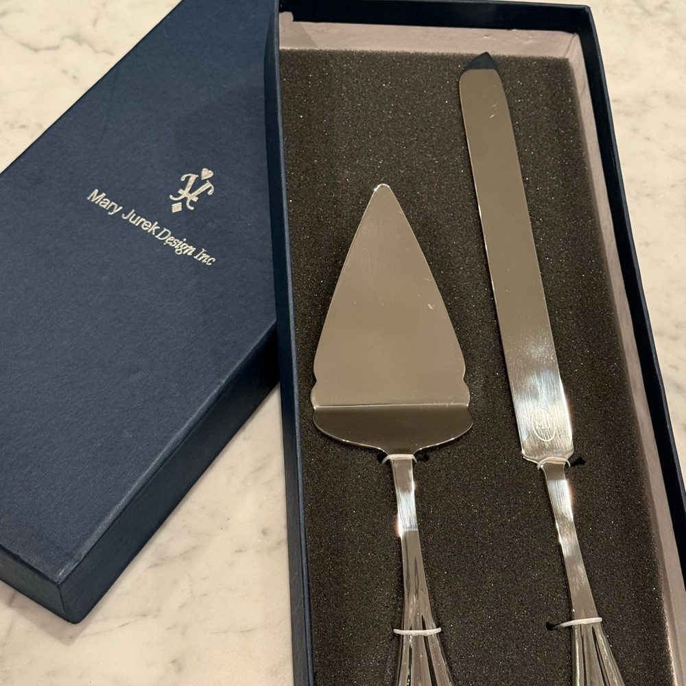 Mary Jurek Silver Cake Server and Knife Set